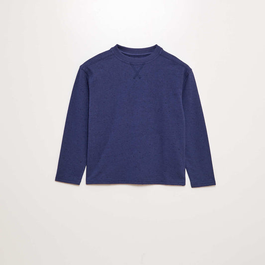 Pull col rond mouchetée Marine