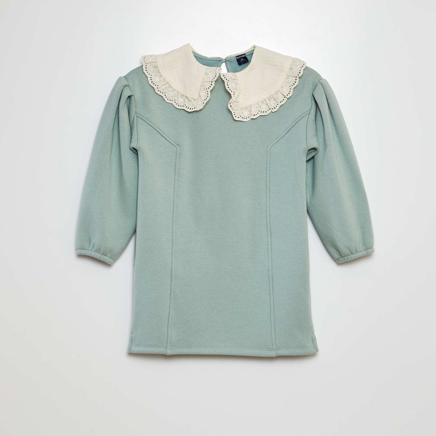 Robe sweat avec col en broderies anglaises Vert