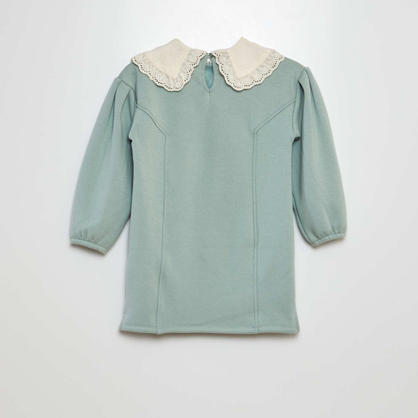 Robe sweat avec col en broderies anglaises Vert