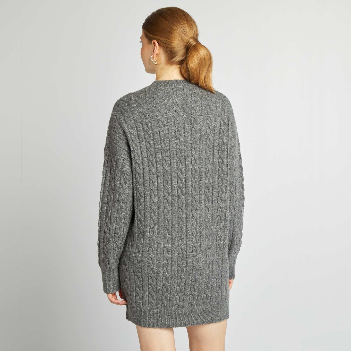 Robe pull en maille torsadée Gris foncé