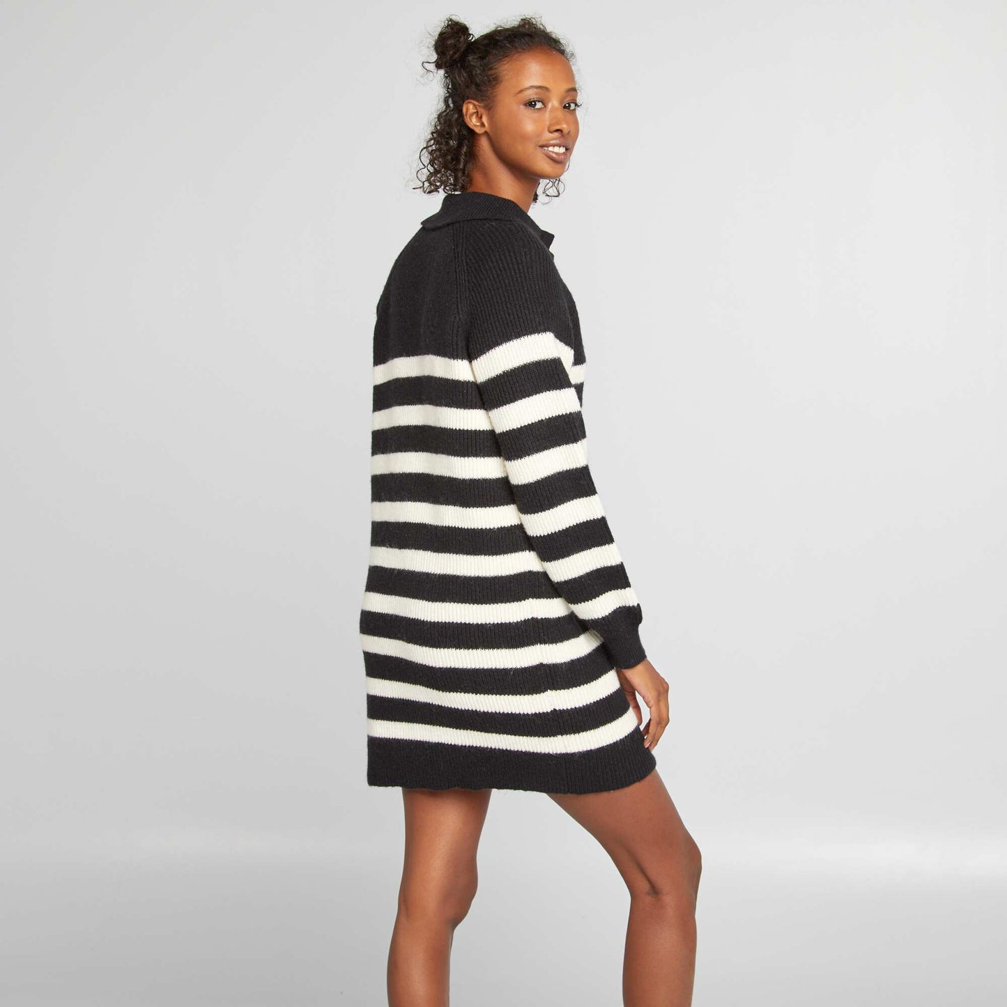 Robe pull col camionneur Noir/blanc