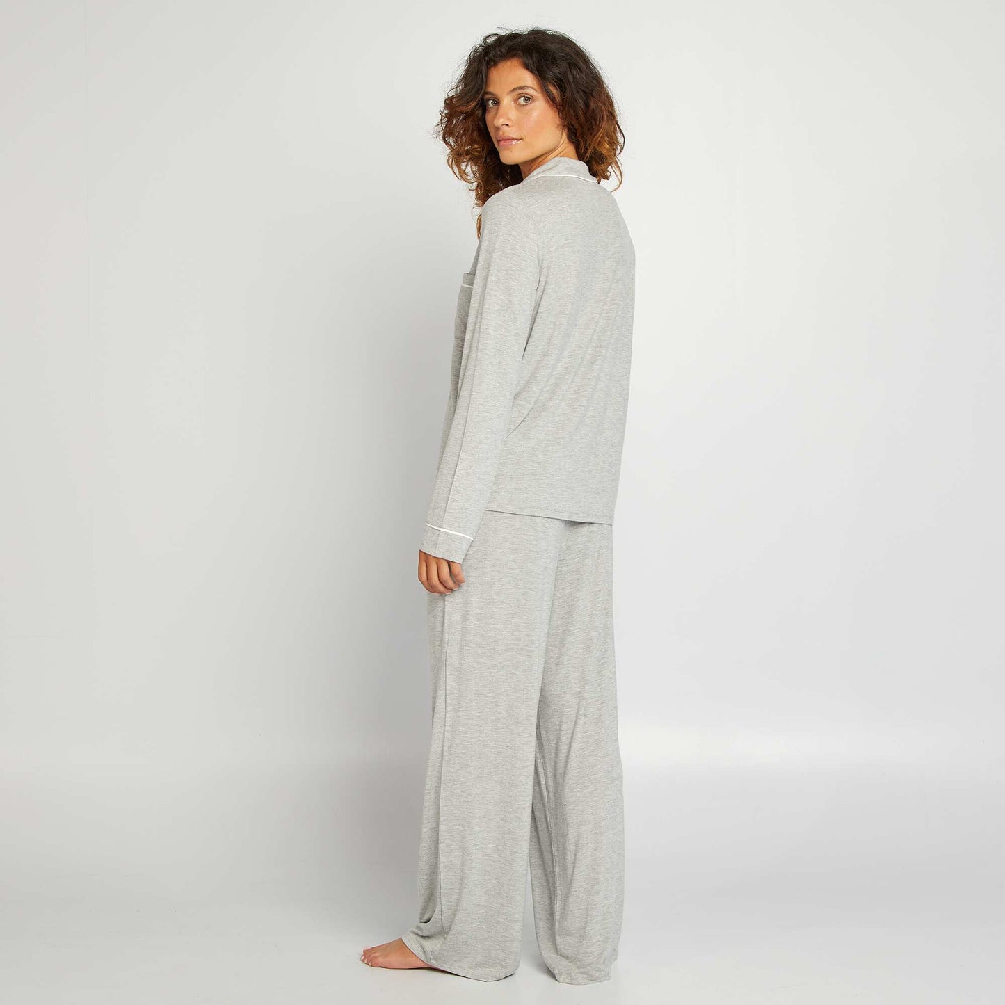 Pyjama chemise + pantalon en jersey - 2 pièces Gris