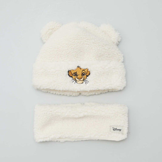 Ensemble bonnet + snood 'Simba' 'Disney' Blanc