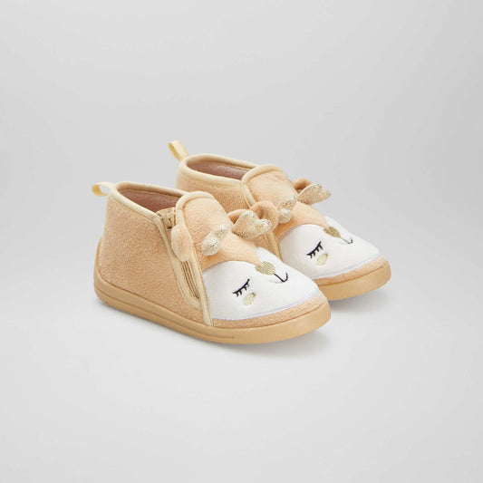 Chaussons bottillons 'renne' beige