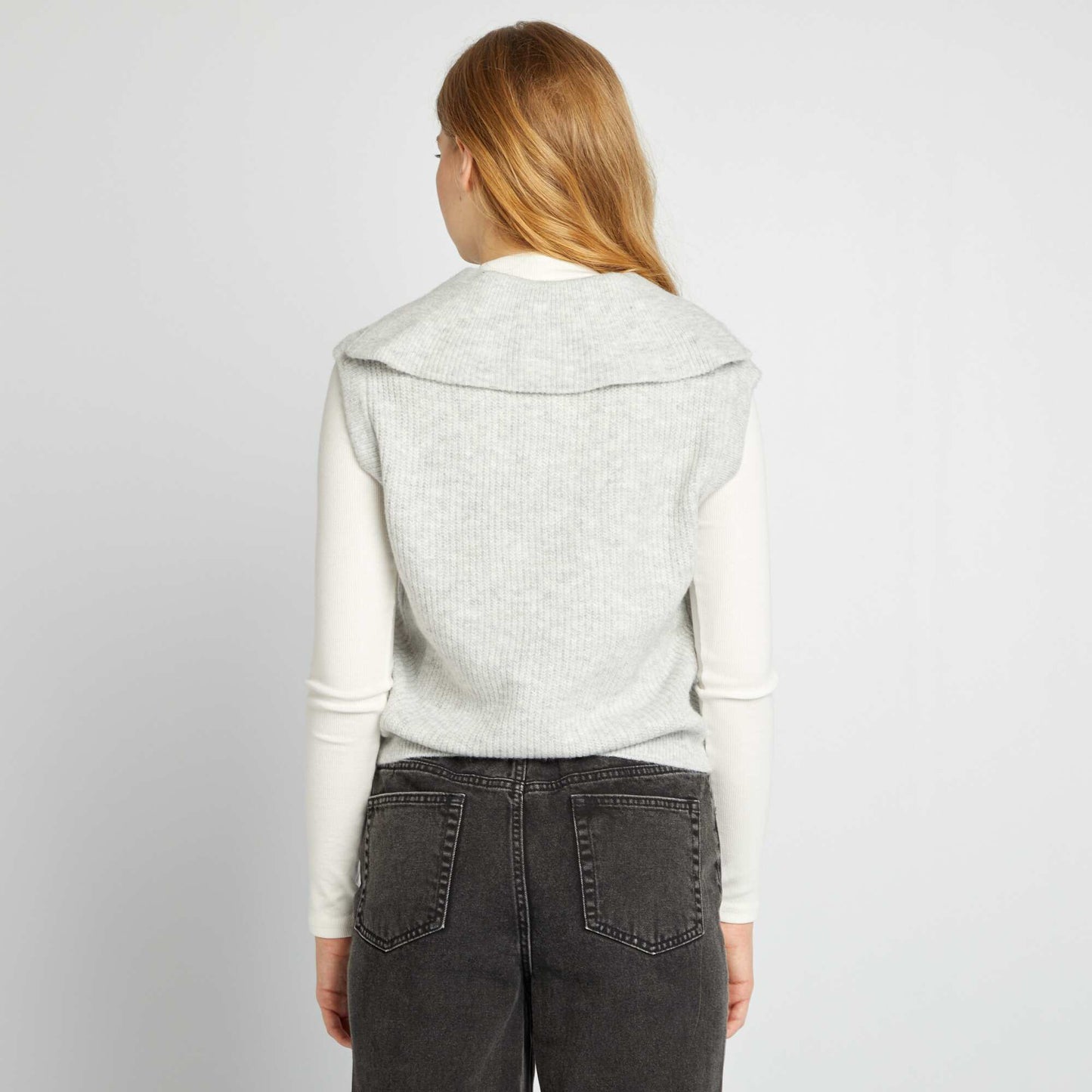 Pull sans manches avec col zippé Gris clair