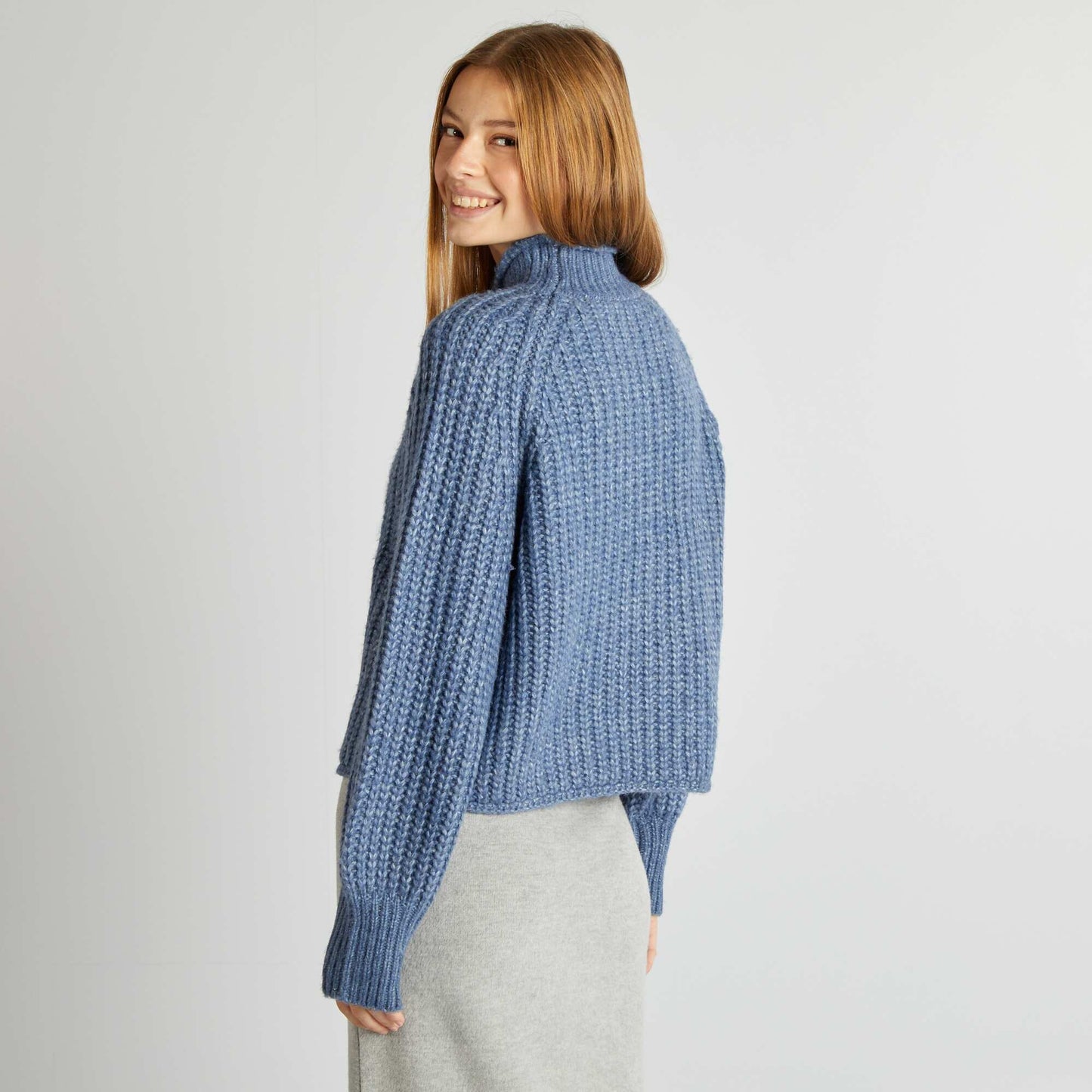 Pull col montant Bleu