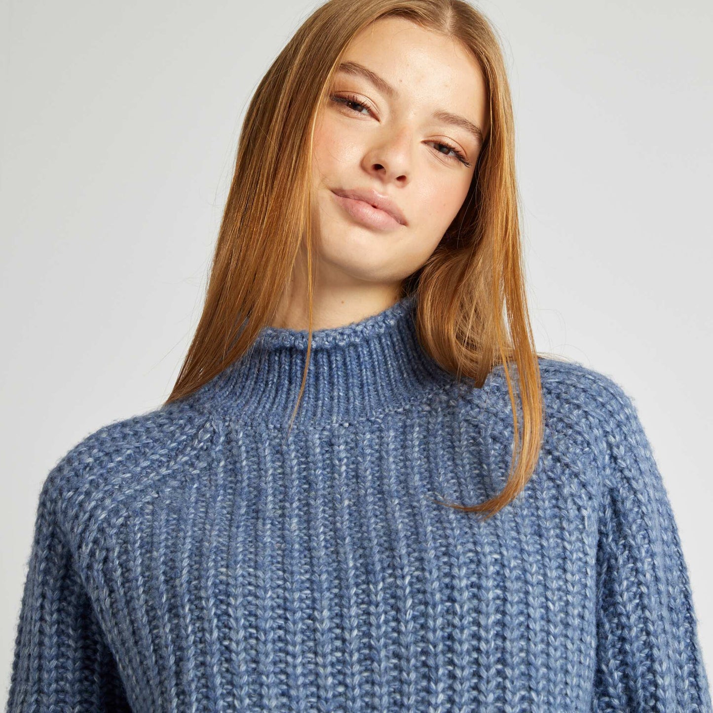 Pull col montant Bleu