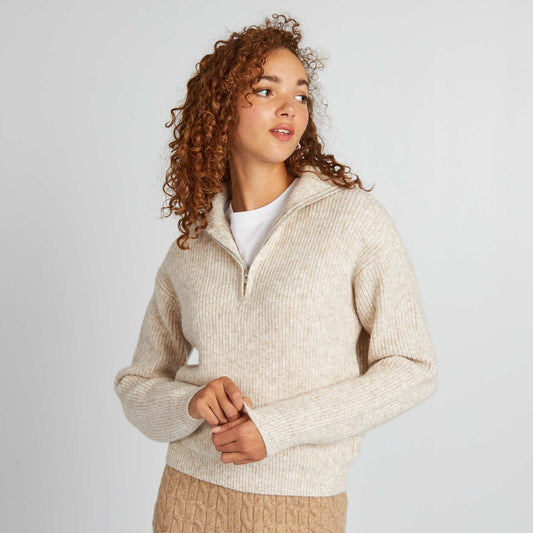 Pull col camionneur Beige