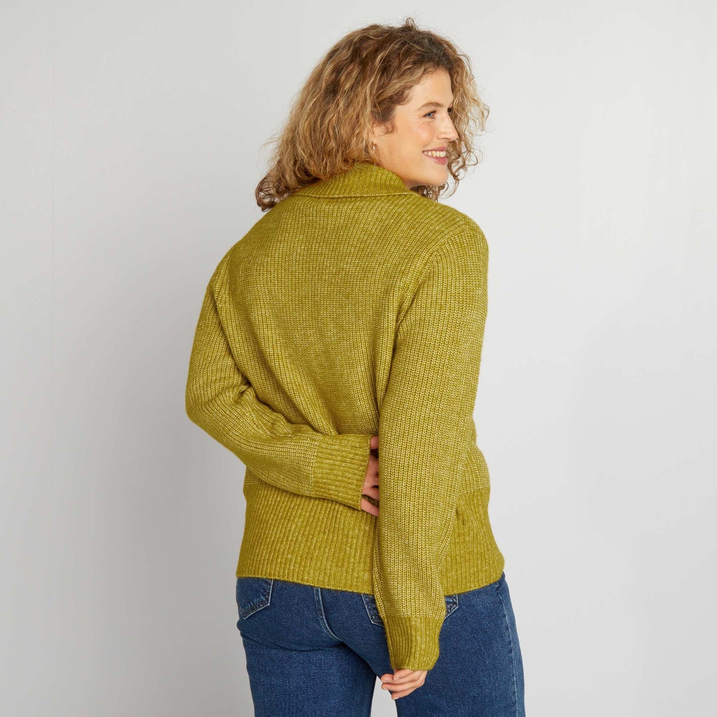 Gilet zippé col polo Moutarde