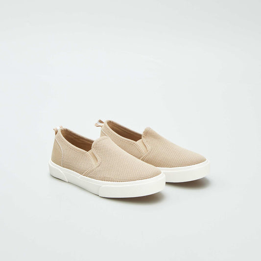 Baskets slip-on en tissu BEIGE