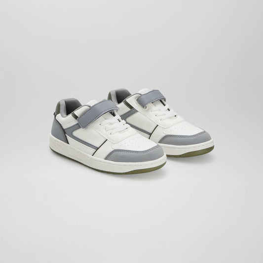 Baskets basses avec scratchs et lacets BLANC