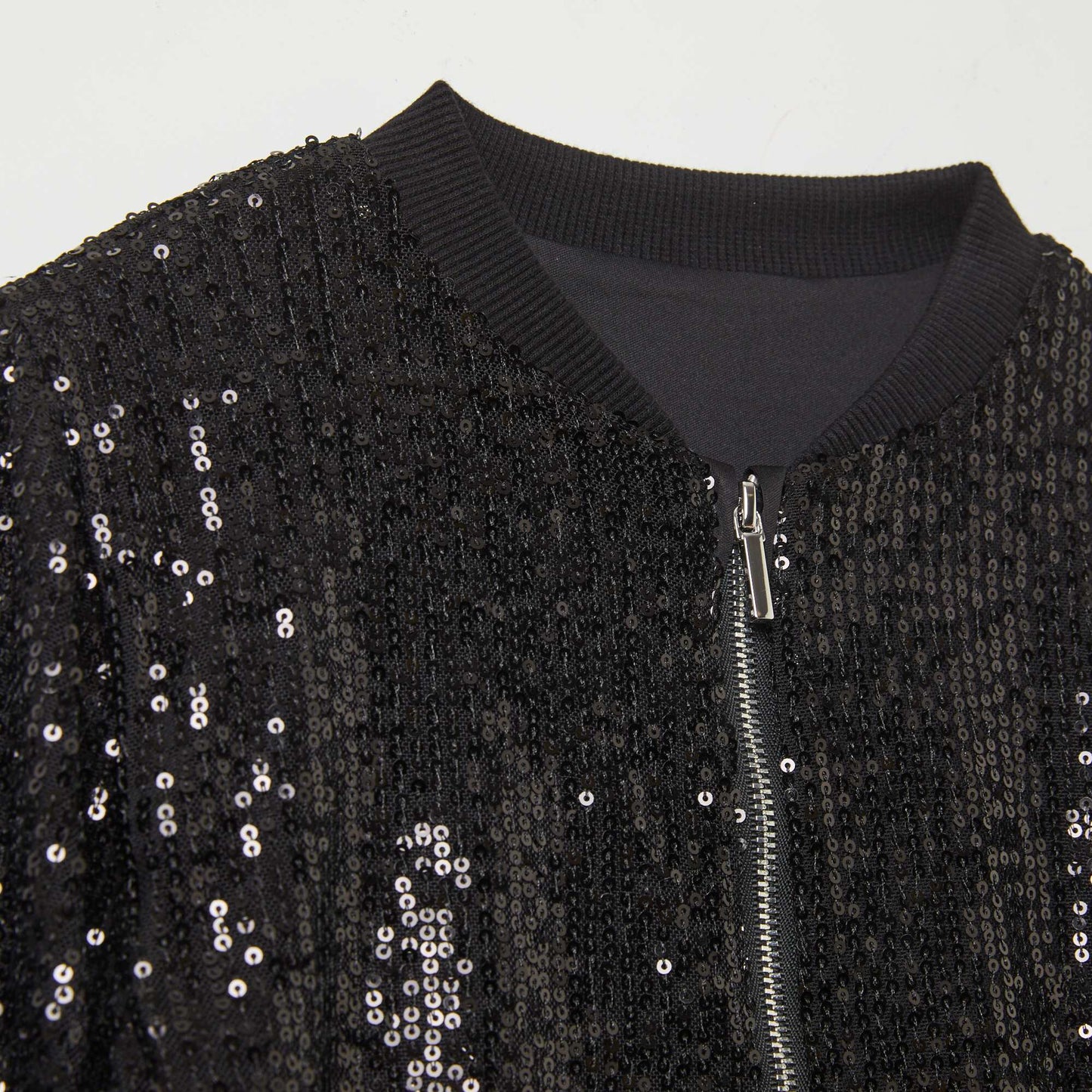 Sweat zippé à sequins Noir