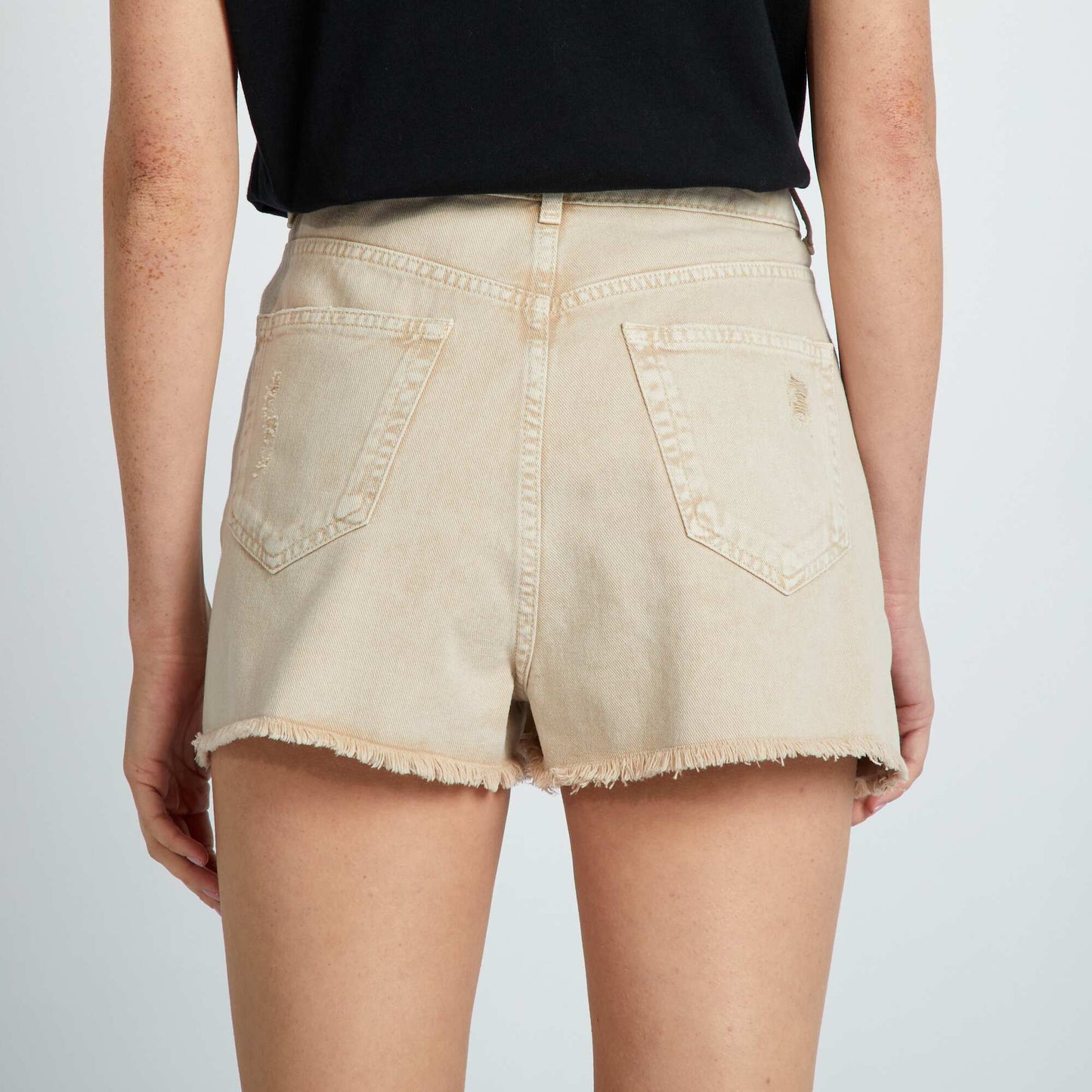 Short en jean délavé Beige