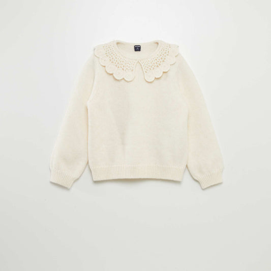 Pull en maille col claudine Beige