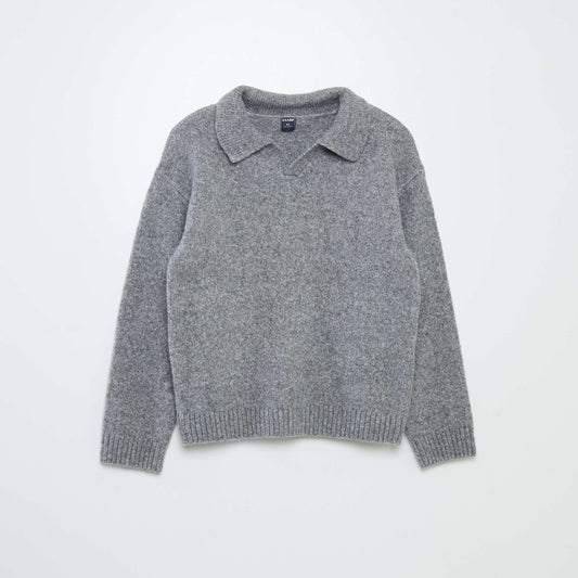 Pull en maille avec col polo Gris