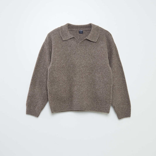 Pull en maille avec col polo Marron