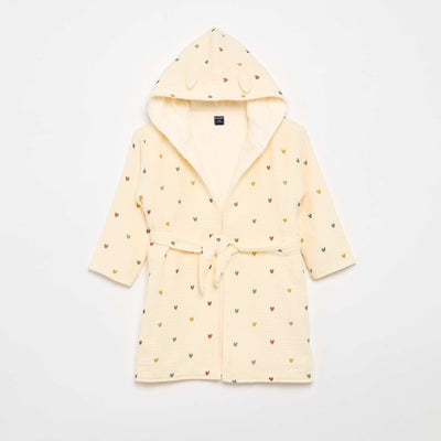 Peignoir en éponge et gaze de coton - Kiabi Home BEIGE
