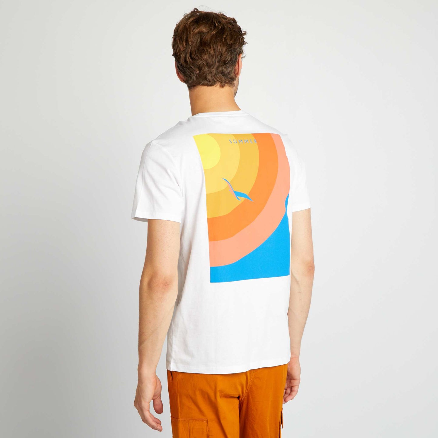 T-shirt avec large imprimé au dos Blanc