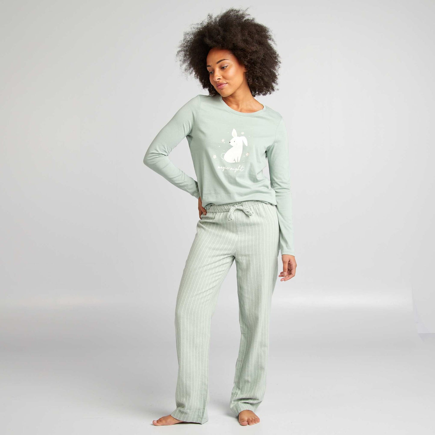 Ensemble pyjama tee-shirt + pantalon imprimé Vert