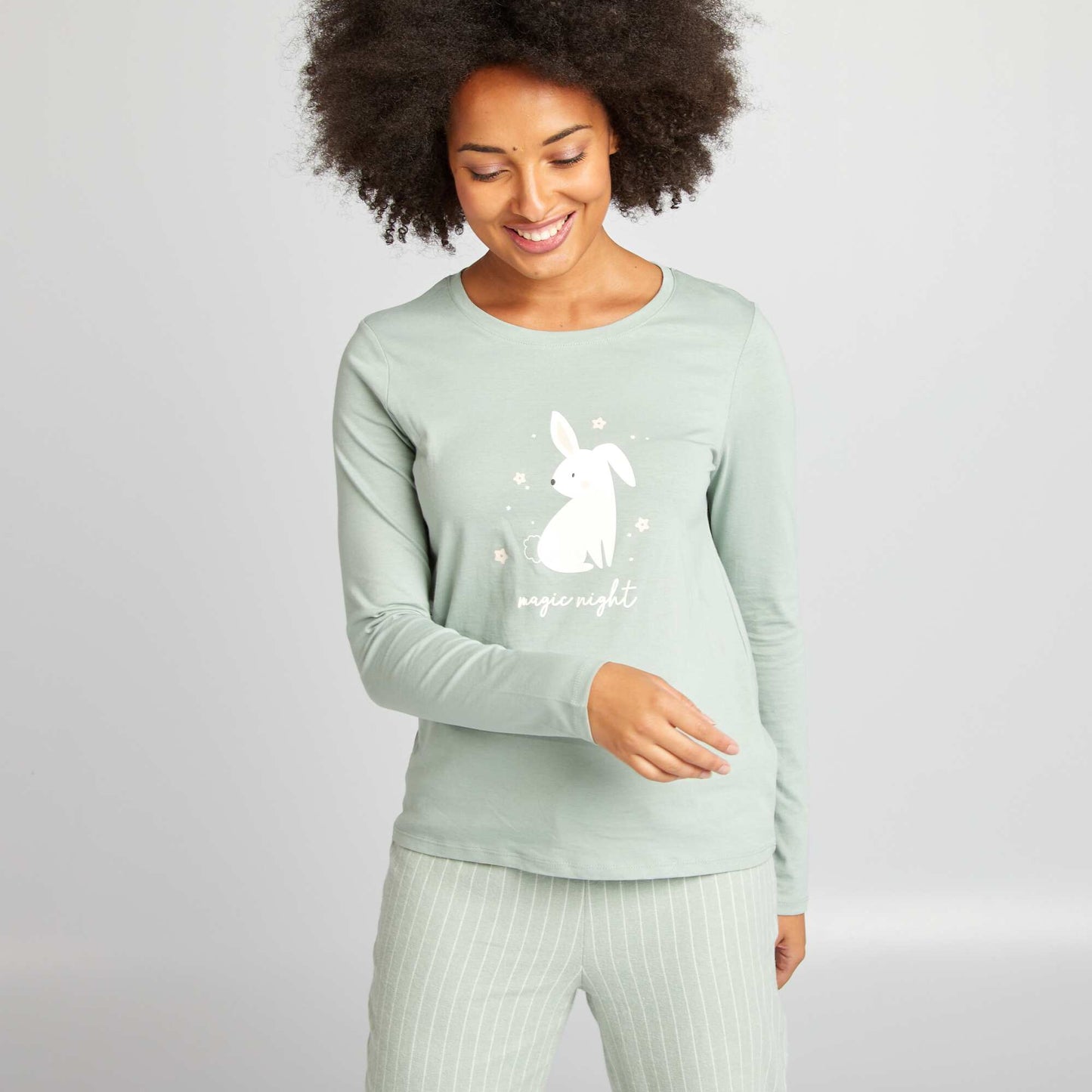 Ensemble pyjama tee-shirt + pantalon imprimé Vert