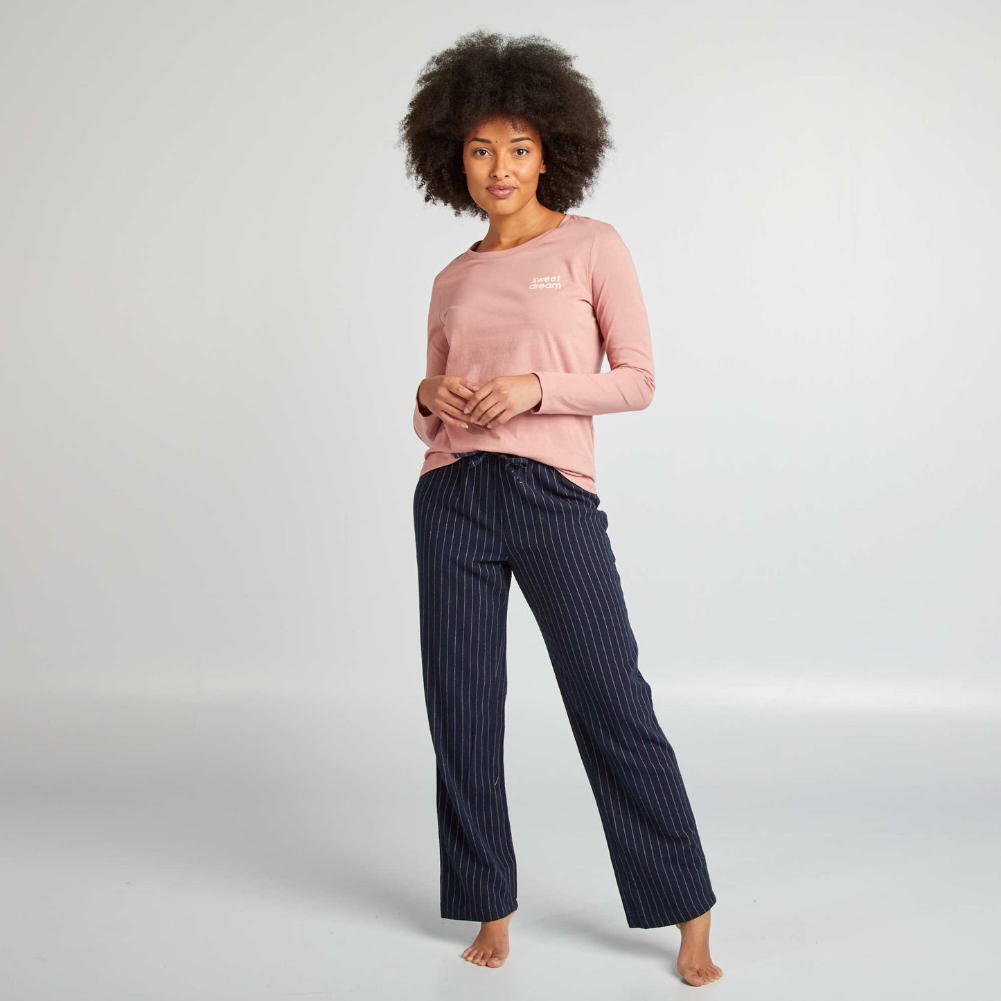 Ensemble pyjama tee-shirt + pantalon imprimé Rose/bleu marine