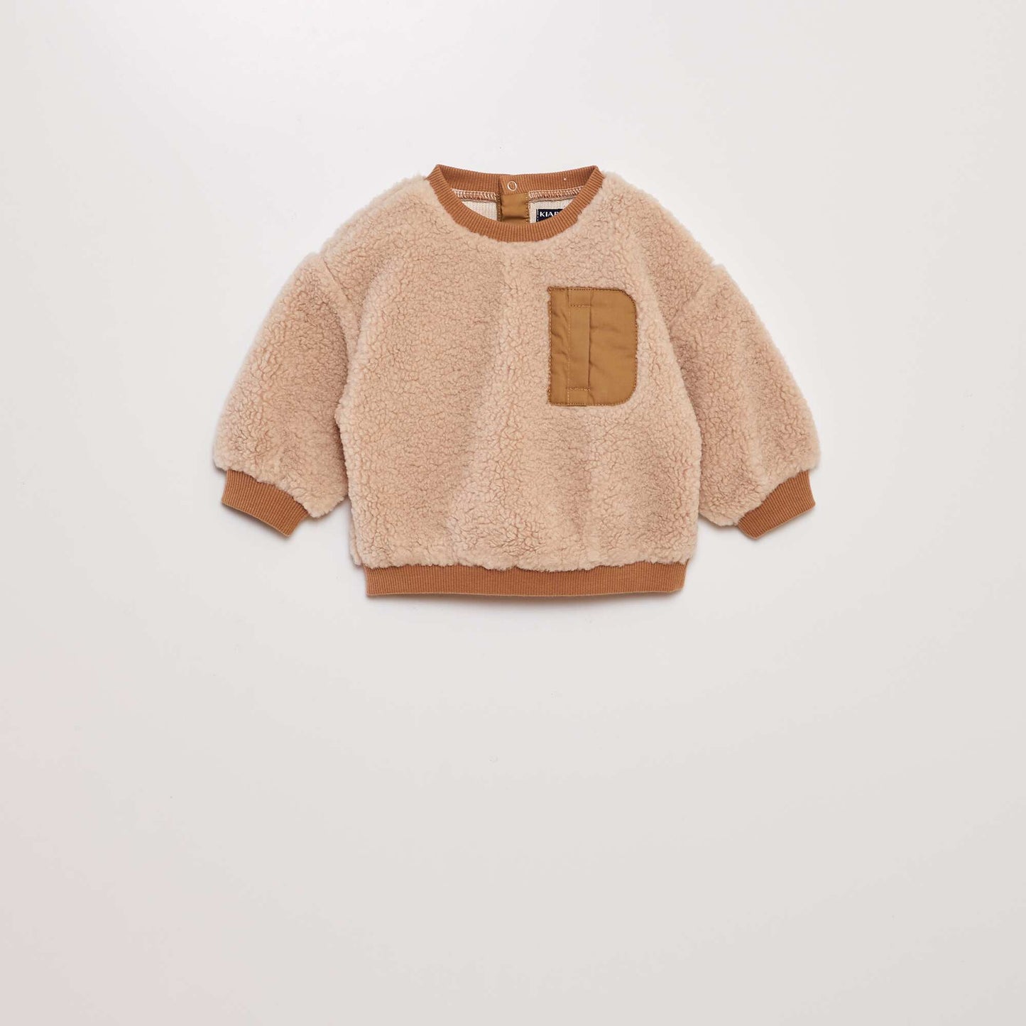 Sweat en sherpa avec poche poitrine Beige