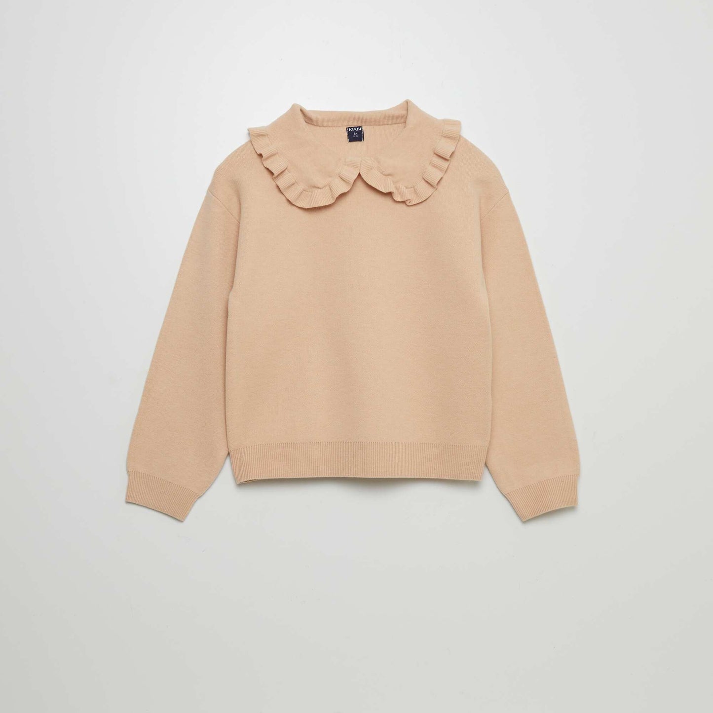 Pull uni à col claudine Beige