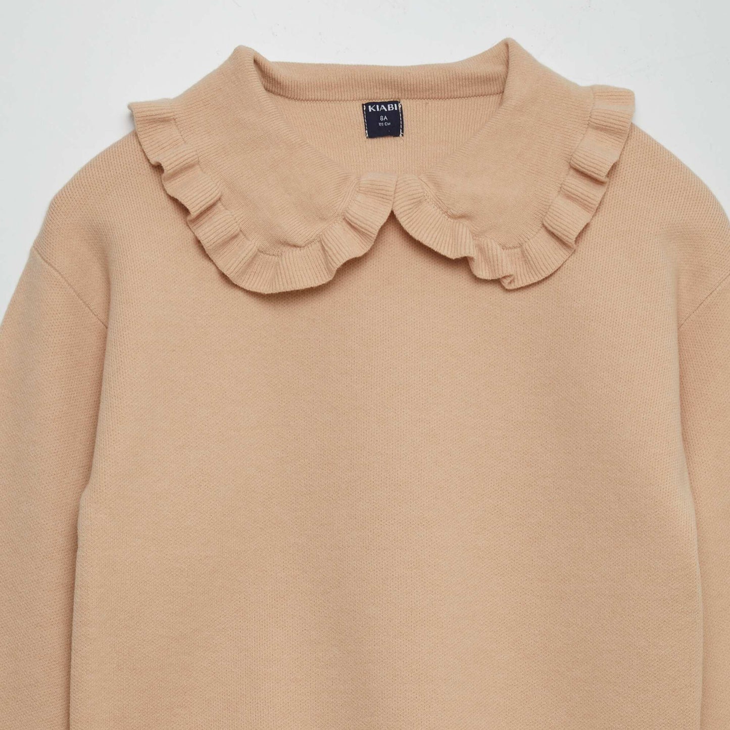 Pull uni à col claudine Beige