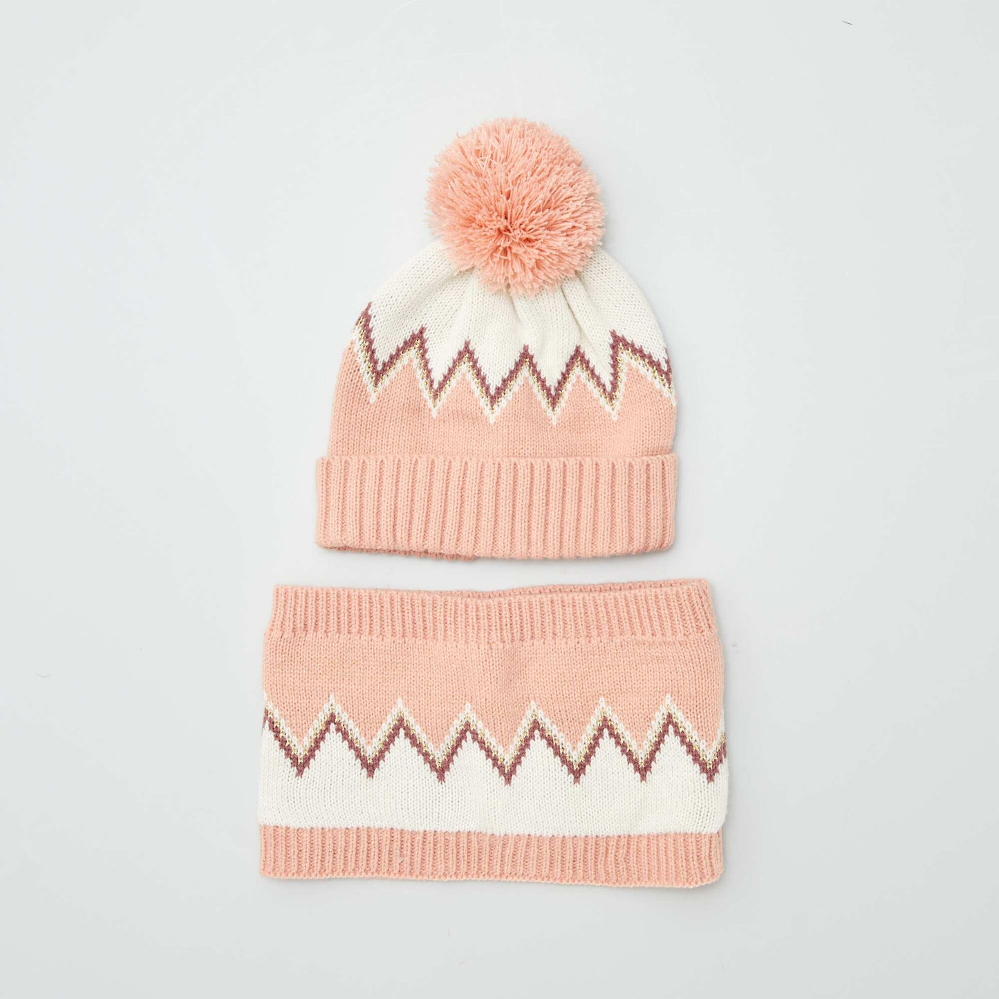 Ensemble bonnet + snood - 2 pièces Rose