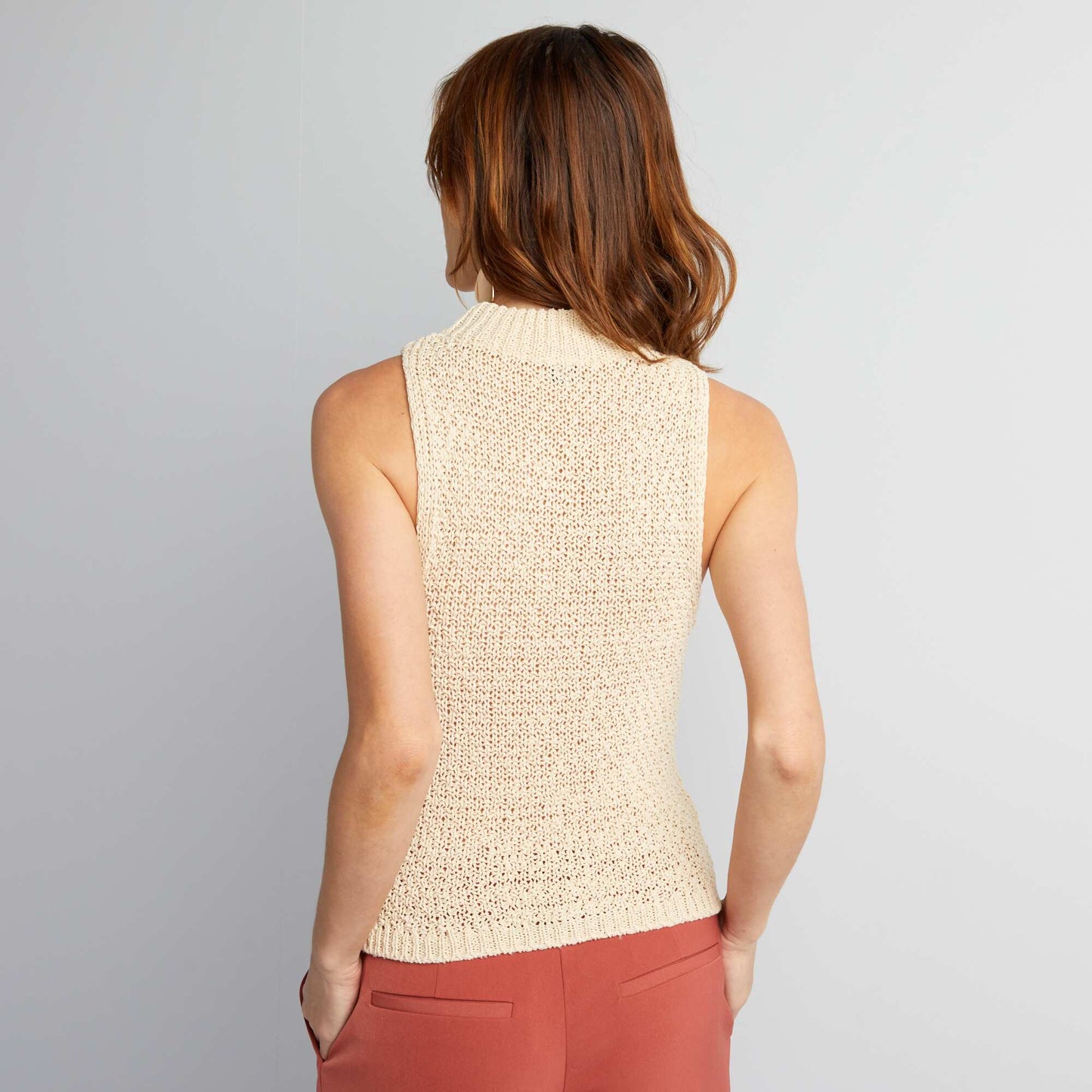 Pull sans manches Beige