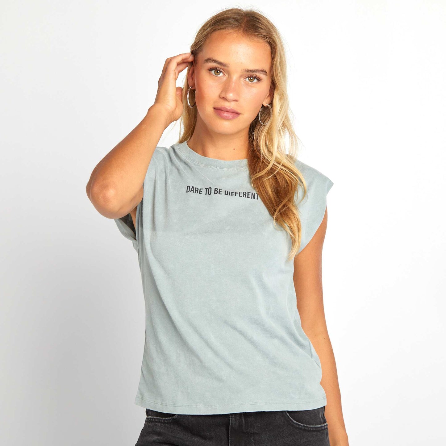 T-shirt à épaulettes Gris