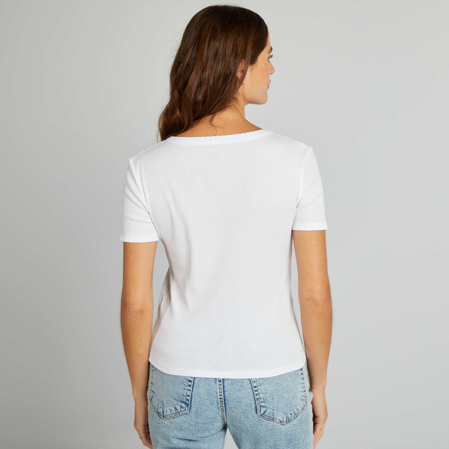 T-shirt côtelé fantaisie blanc