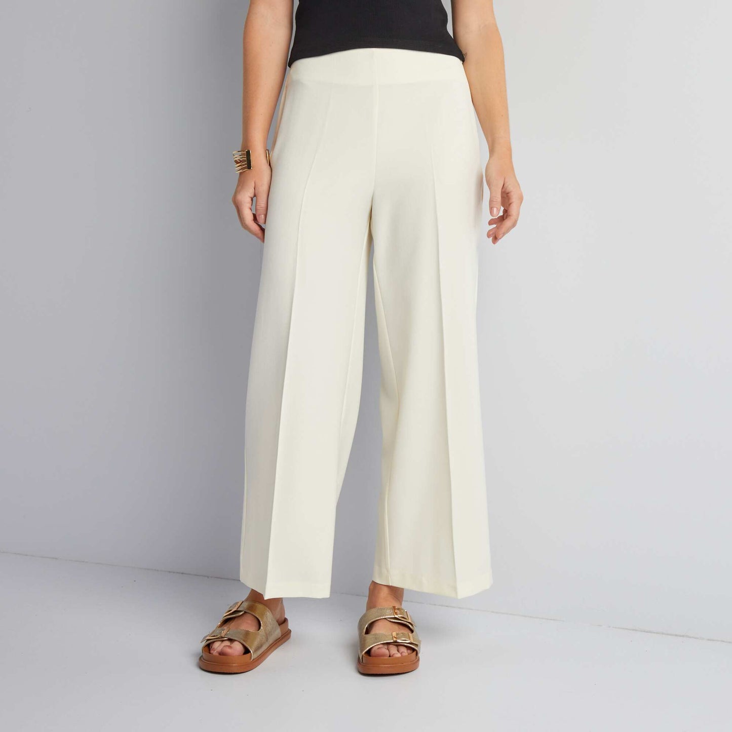 Pantalon tailleur taille haute Blanc