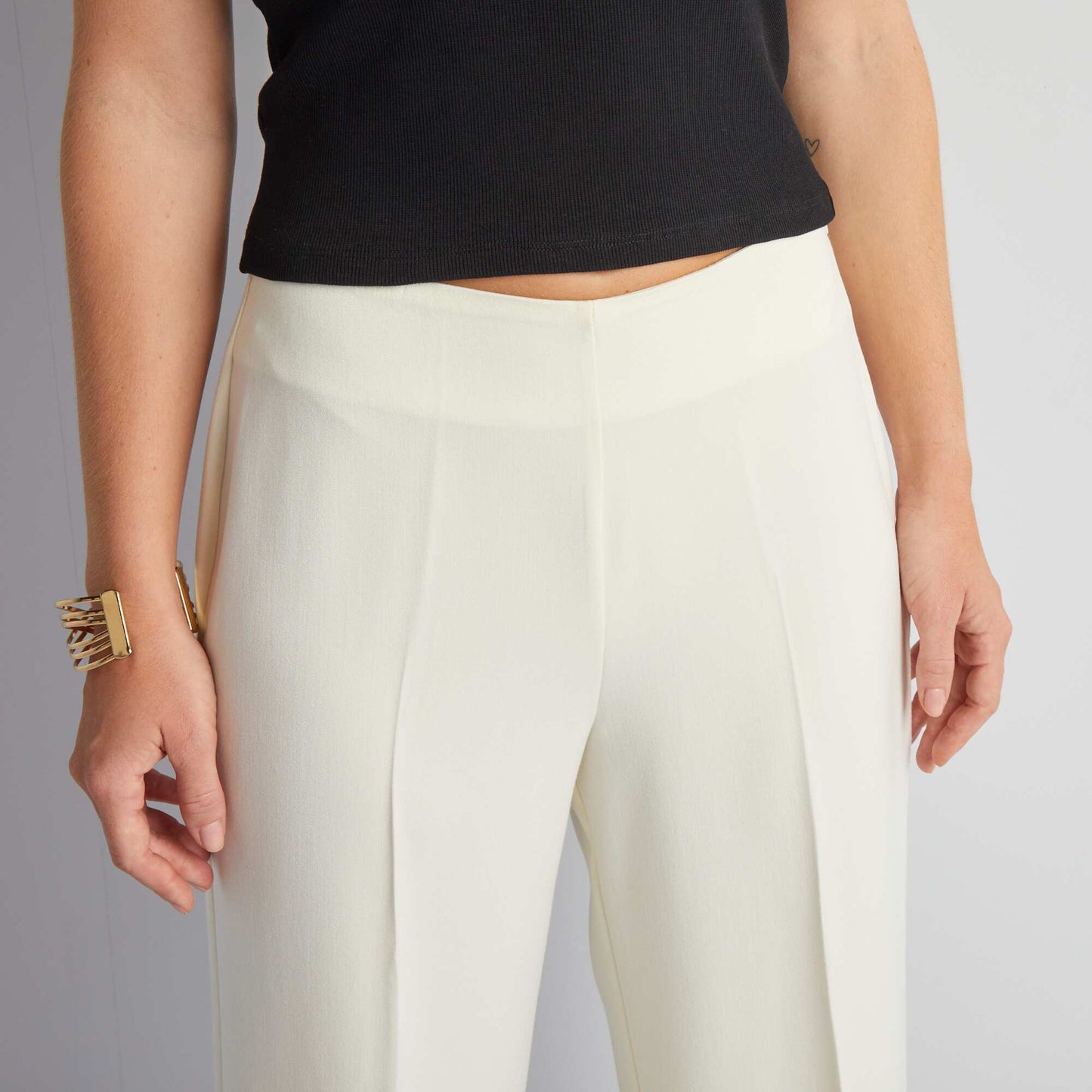 Pantalon tailleur taille haute Blanc