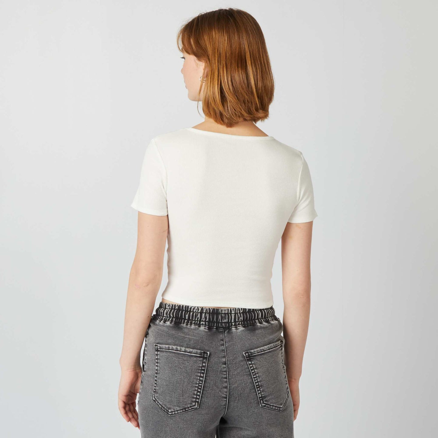 Tee-shirt basique crop top blanc