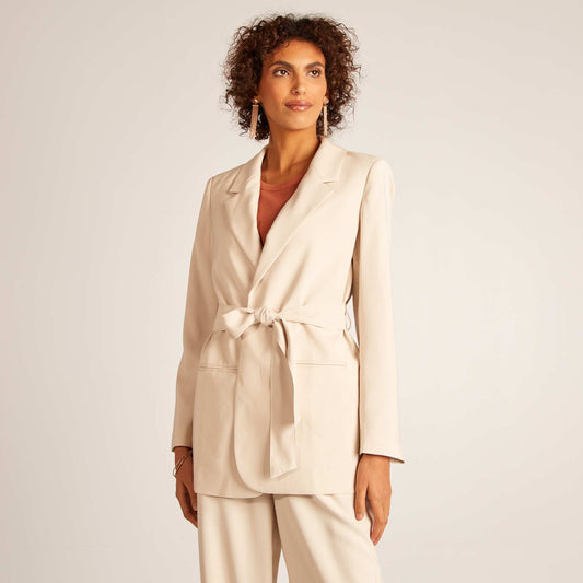 Veste tailleur avec ceinture à nouer BEIGE