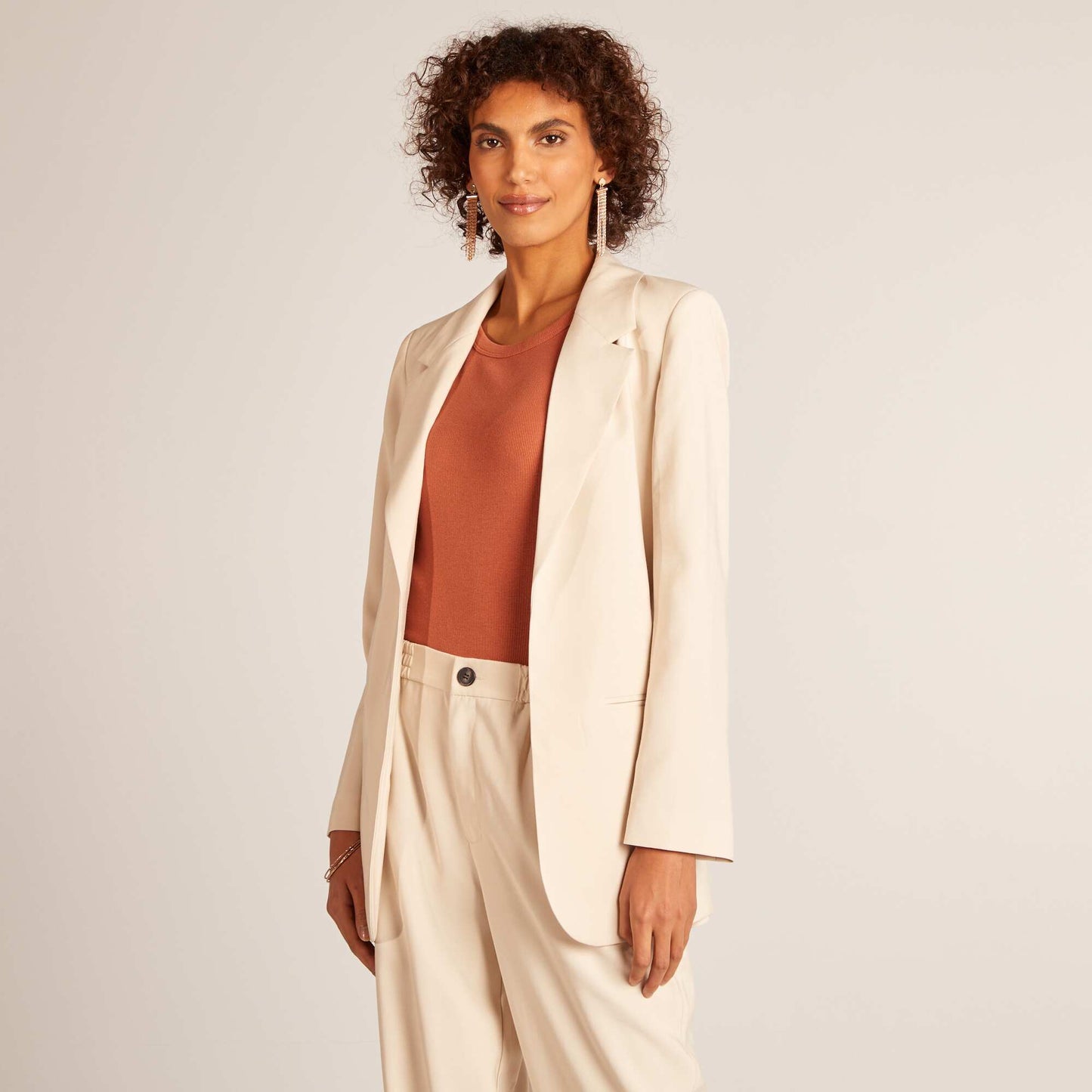 Veste tailleur avec ceinture à nouer BEIGE