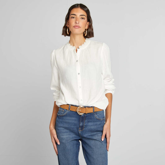 Chemisier en gaze de coton BLANC