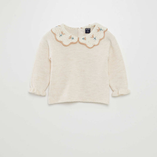 Pull col claudine Beige