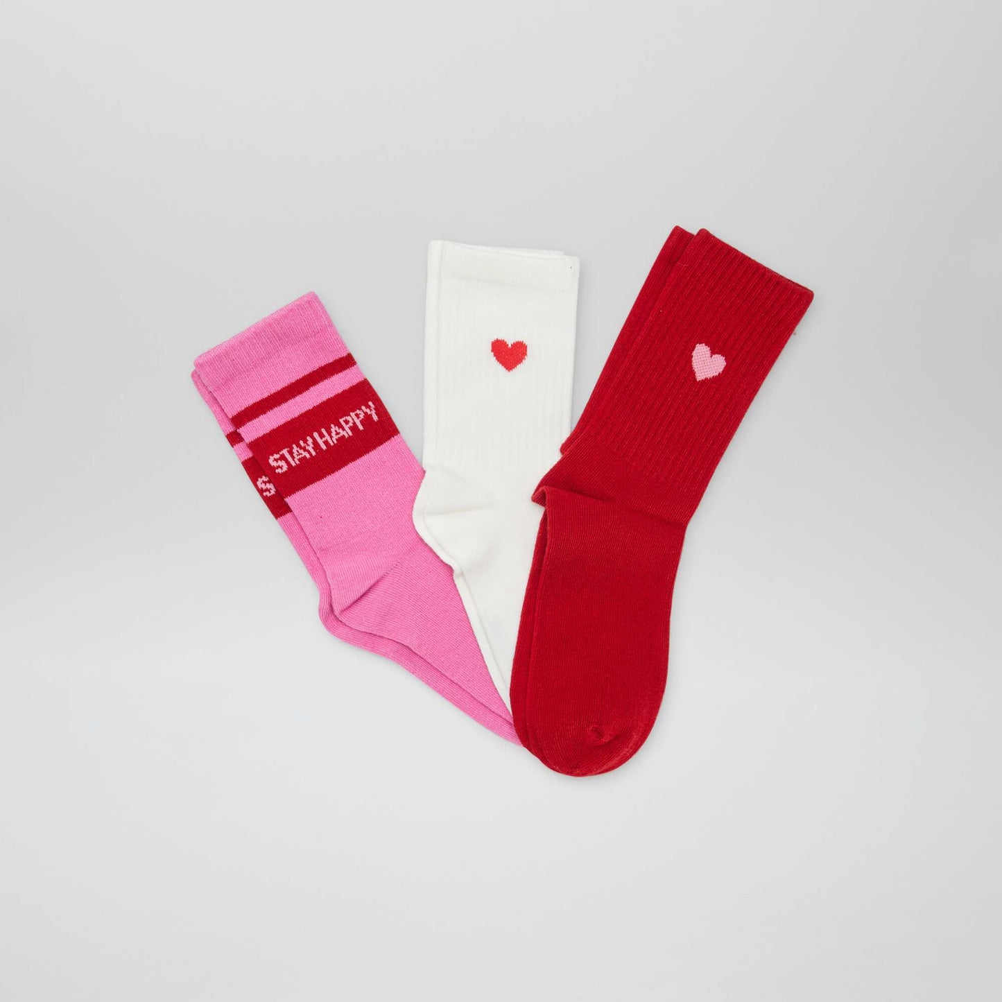 Lot de 3 paires de chaussettes fantaisies de type sport Rose