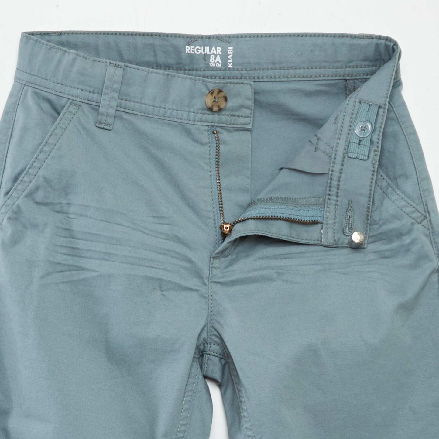 Pantalon chino droit uni Bleu