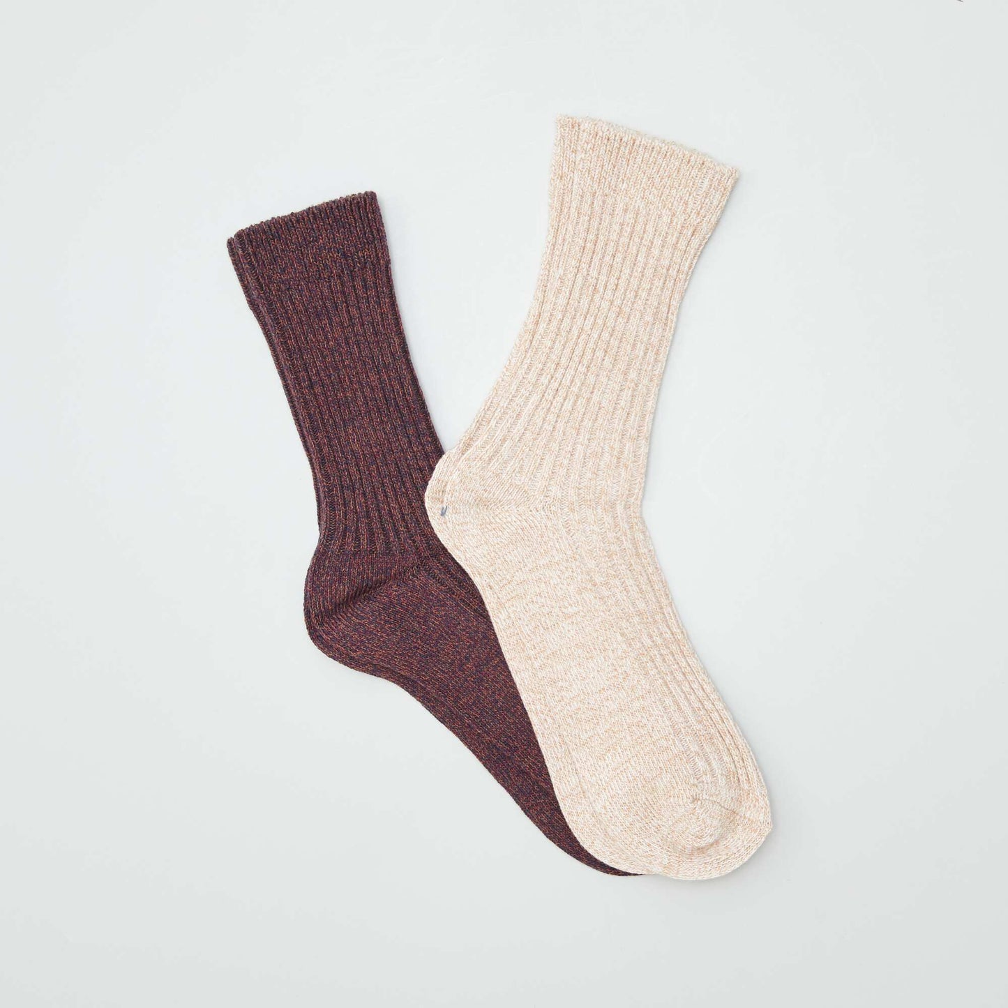 Lot de 2 chaussettes en tricot Beige/rouge