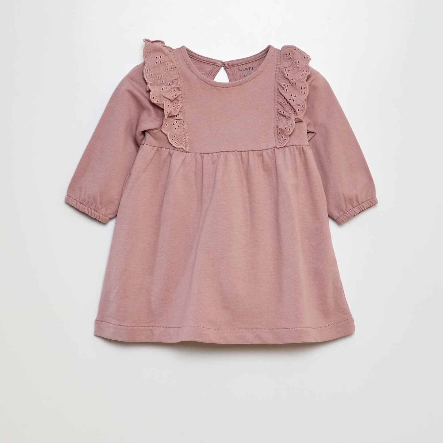 Robe avec volants en broderies anglaises Rose