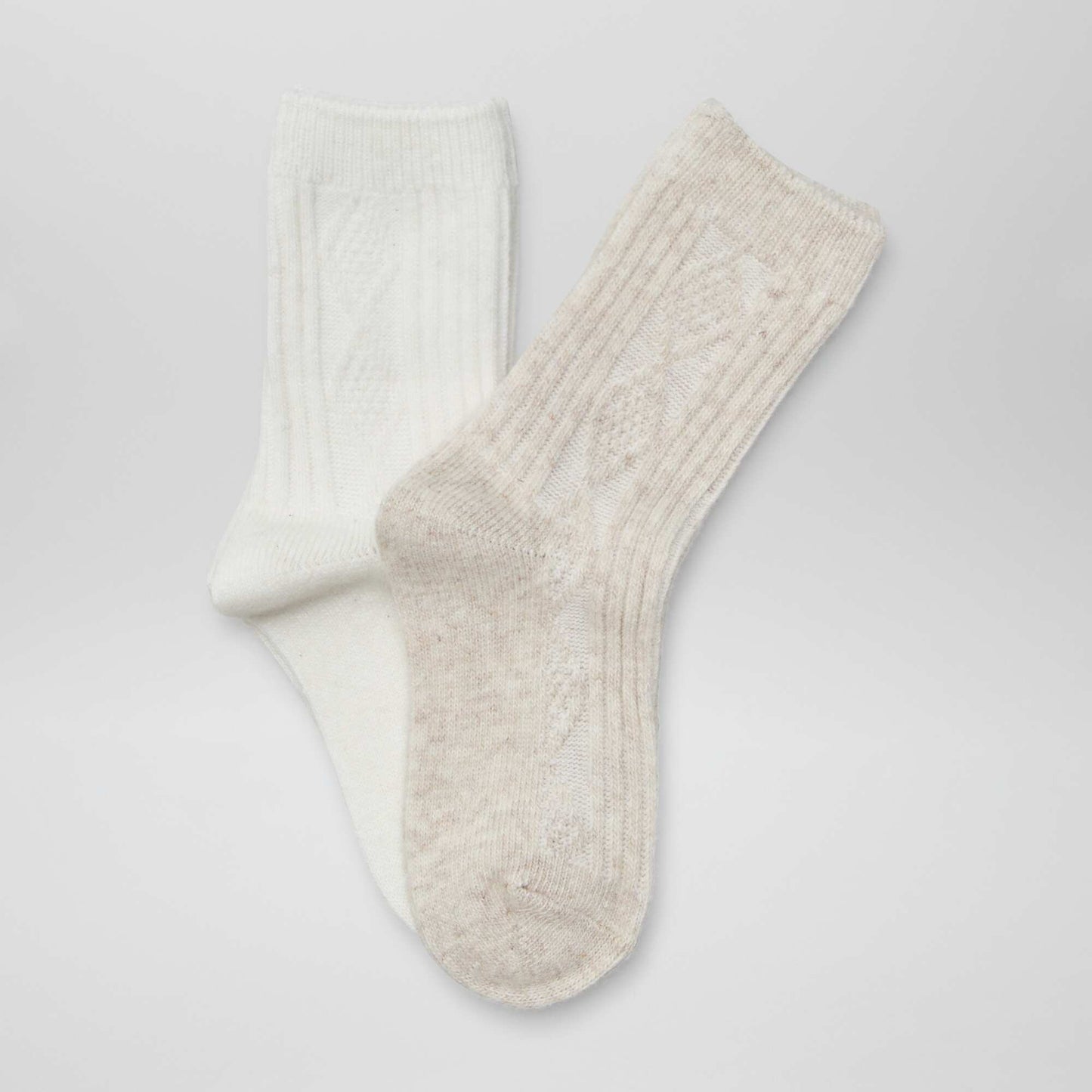 Lot de 2 paires de chaussettes en maille fantaisie Beige