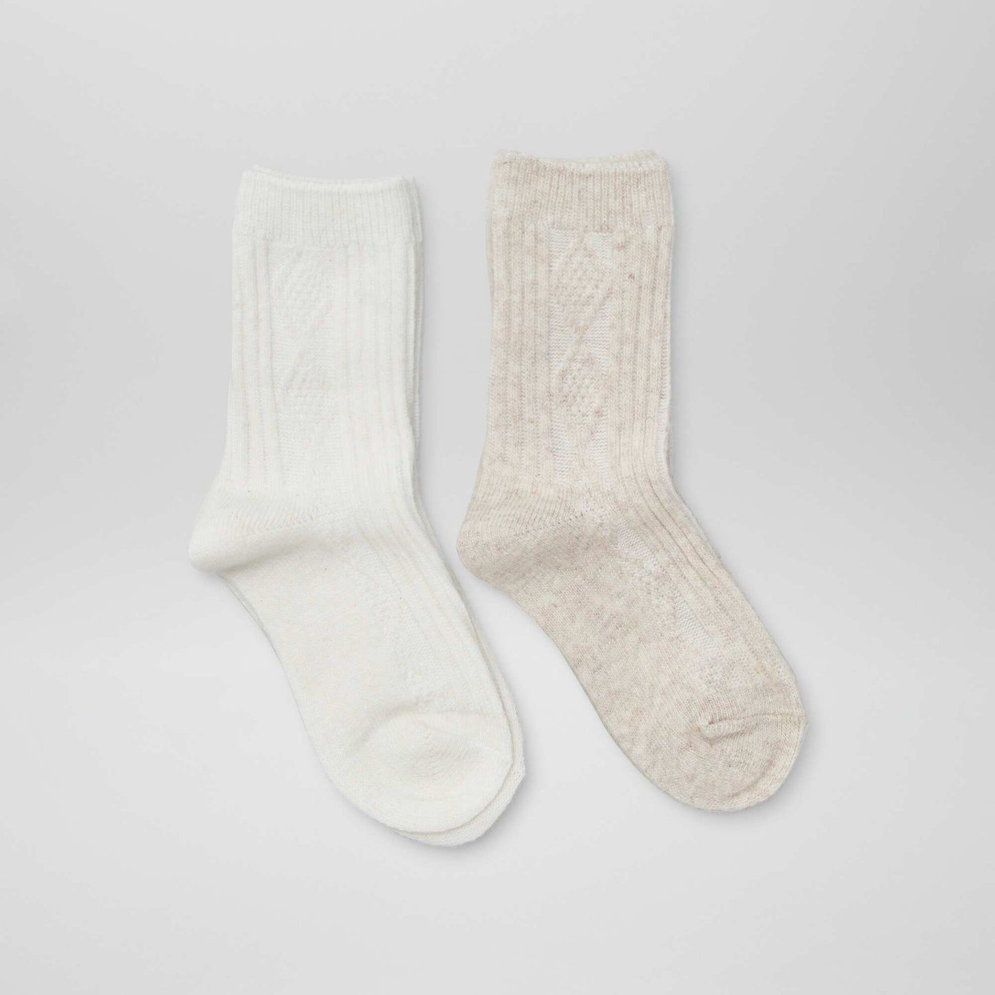 Lot de 2 paires de chaussettes en maille fantaisie Beige