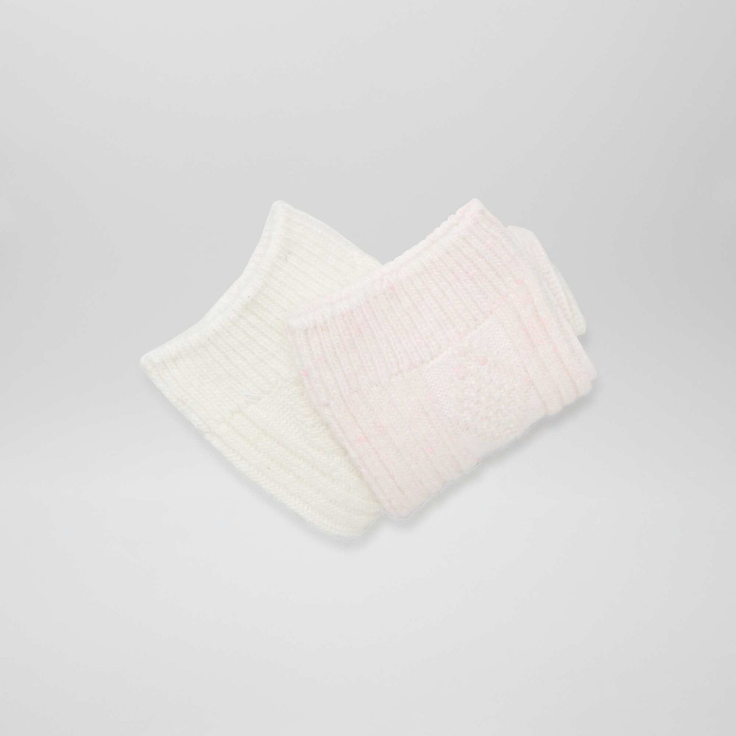 Lot de 2 paires de chaussettes en maille fantaisie Blanc/rose