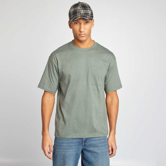 T-shirt uni avec poche poitrine Vert