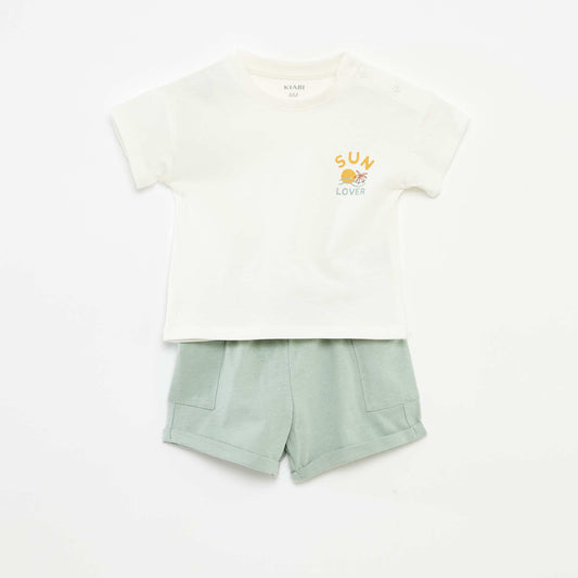 Ensemble short + t-shirt - 2 pièces BLANC