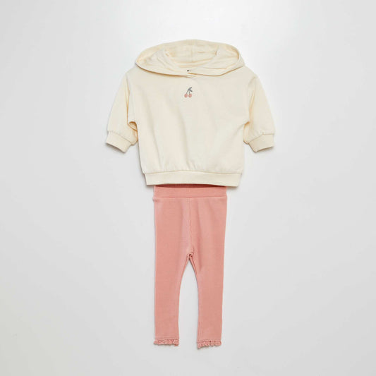 Ensemble sweat + legging gaufré - 2 pièces Rose