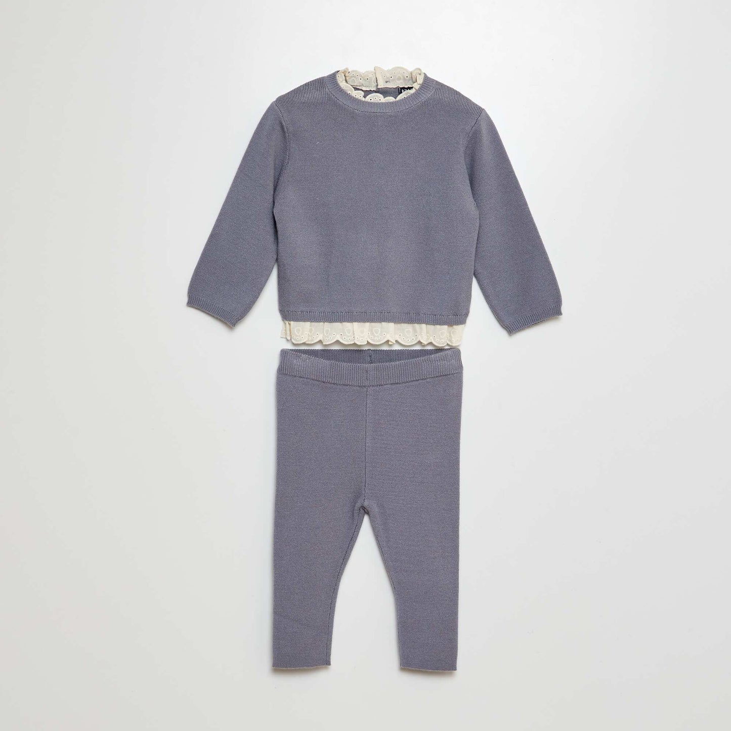 Ensemble pull avec broderies + legging - 2 pièces Bleu